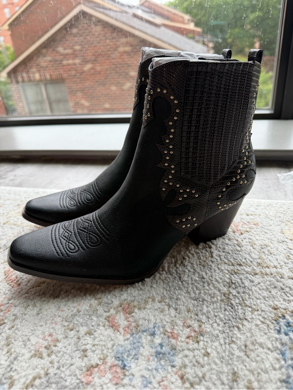 Coconuts by Matisse Black Studded Western Ankle Boots - from Anthropologie
